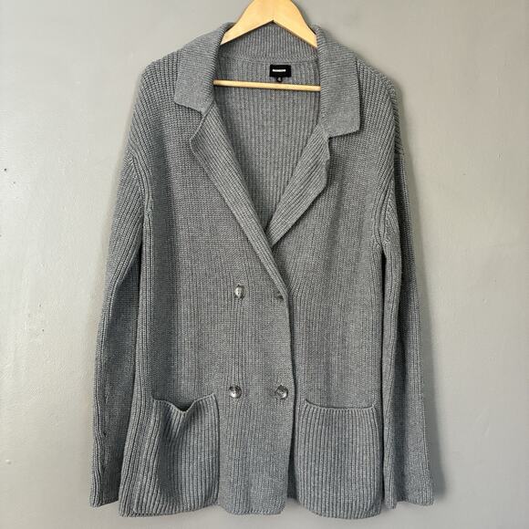 MONROW Sweater Double Breasted Knit Cardigan Size M Blazer Wool Cotton $285 - Picture 2 of 14